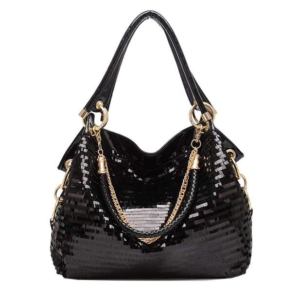 Yan Show Handbags - Women Patent Leather Chain Handbags Shoulder Bags for Ladies Sequin